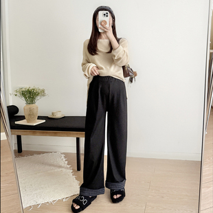 孕妇裤春季外穿2026新款小个子孕晚期黑色大码春秋无托腹阔腿长裤