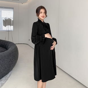 小个子法式 职业装 轻奢高级感秋款 孕妇秋装 2025新款 孕妇连衣裙秋季