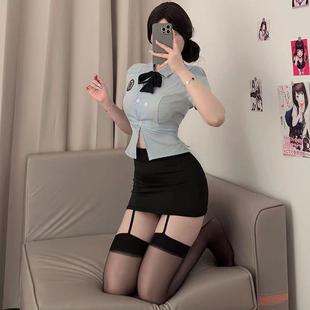 内衣大码140斤女警制服火辣包臀裙2025新款性感冬季校园JK睡衣vos