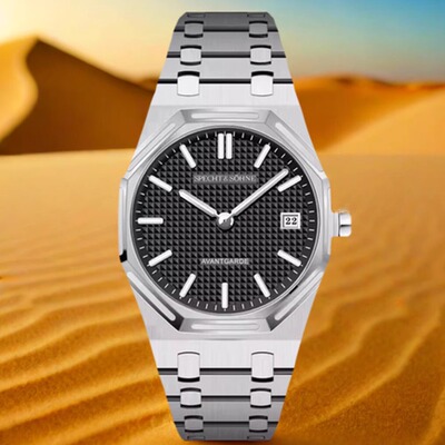 specht&sohne奢华高端八角形手表男超薄精钢橡树石英夜光防水腕表