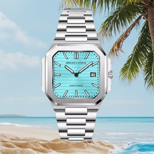 2025新款长方形鹦鹉螺手表男石英表高端奢华夜光超薄精钢男士腕表