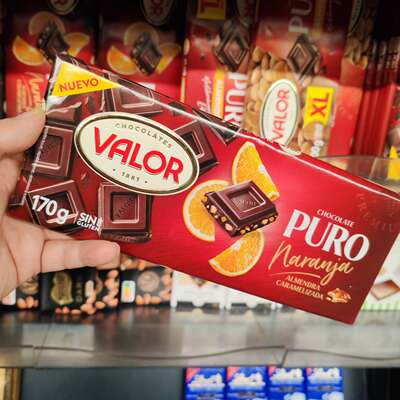 旺购上品 西班牙代购VALOR 乐薇杏仁82%天然可可橙子杏仁黑巧克力