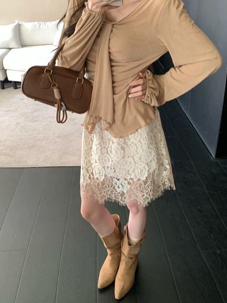 （现货蕾丝重工刺绣半身裙女2026夏季新款法式气质高腰显瘦短裙