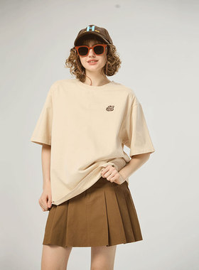 AIMEEWQ 25新款春夏小怪兽可爱宽松休闲咖啡印花短袖 AM0232-2