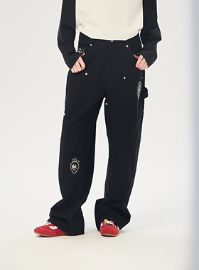 AIMEEWQ  26新款小怪兽纯棉复古斜纹乐队梭织长裤  AMS1020