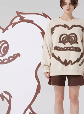 AIMEEWQ   新款春秋小怪兽宽松重磅双图可选穆尔卫衣6882-1-2