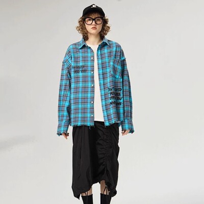 小怪兽衬衫街头长款全棉宽松春秋