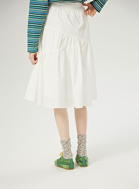 AIMEEWQ    春夏新款小怪兽显瘦百搭宽松甜美抽绳百褶裙  AMS0182