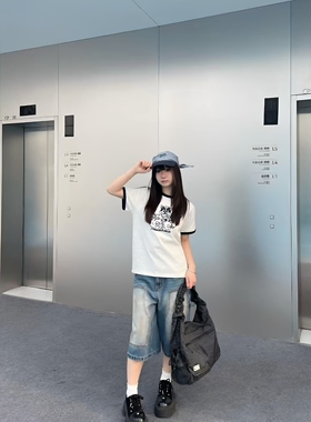 AIMEEWQ 新款春夏小怪兽纯棉10*10牛仔专柜爆款wt牛仔短裤AMS0780