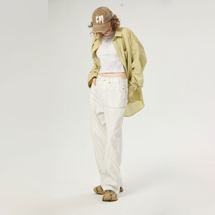 CM0057 小怪兽复古水洗梭织冷染做旧音符刺绣衬衫 AIMEEWQ 25新款