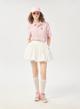 AIMEEWQ 25新款小怪兽纯棉宽松休闲镂空刺绣穆尔短袖衬衫  AM0518