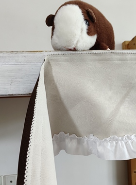 奶油米上下铺床帘帘眉遮光帘头魔术贴宿舍挡光横眉寝室防漏光