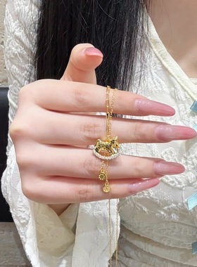 沙金饰品金店同款碎碎冰金马流苏项链女配饰高级感轻奢小众毛衣链