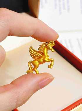 金店同款爆款沙金饰品飞天马吊坠轻奢本命年生肖马项链百搭高级感