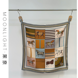 Moonlight 骏马披挂 美拉德色系桑蚕丝羊毛方巾披肩多用围巾头巾