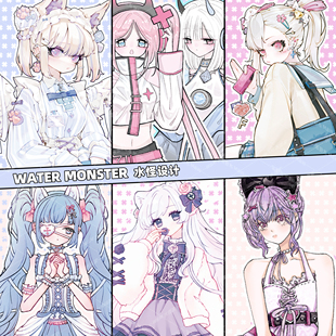 水怪家原创人物贴纸咕本拼贴手机壳装饰行李箱装饰贴纸防水