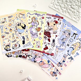 水怪家人物咕卡贴纸防水手帐拼贴韩系人物贴纸