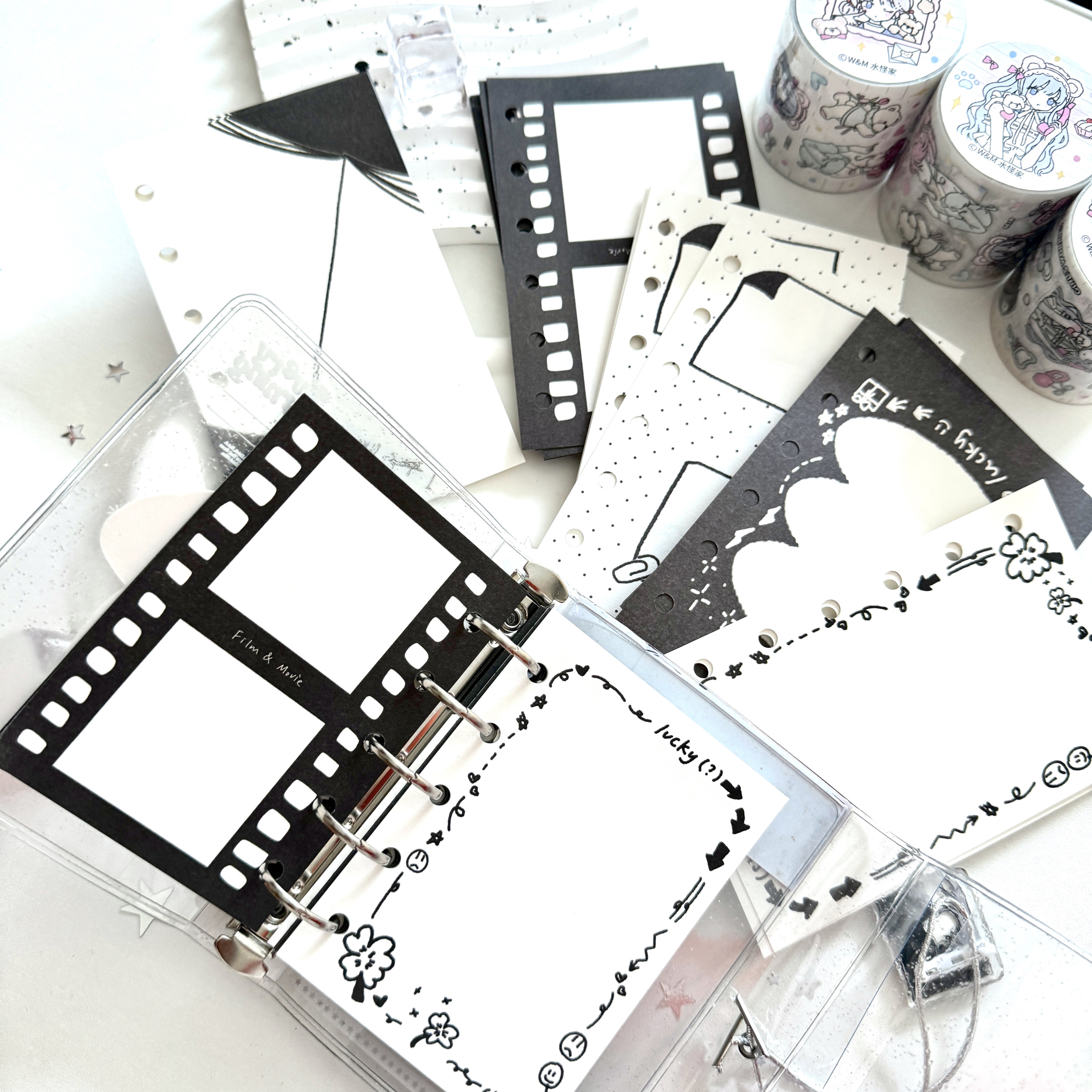 W&M水怪家黑白印象A7M5活页内页手帐拼贴韩系ins