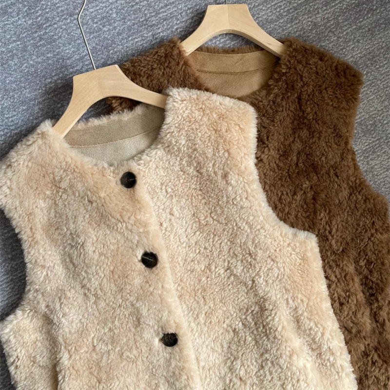 铭川 欧尼马甲 100羊毛马甲外套女2025秋冬百搭皮草马夹背心显瘦