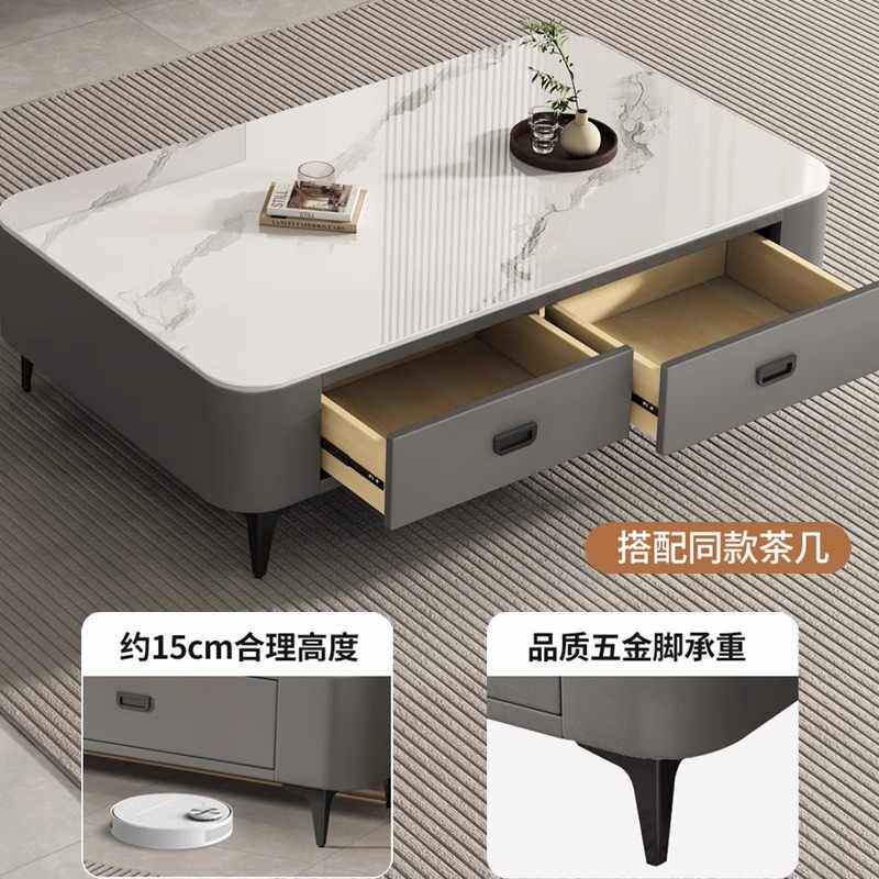 玻璃茶几客厅家用轻奢现代2026新款小户型简约落地茶几电视柜组合