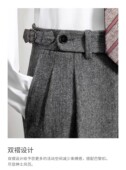高腰直筒羊毛粗花呢廓尔格裤 春季 男 复古浴血黑帮那不勒斯西裤 英式