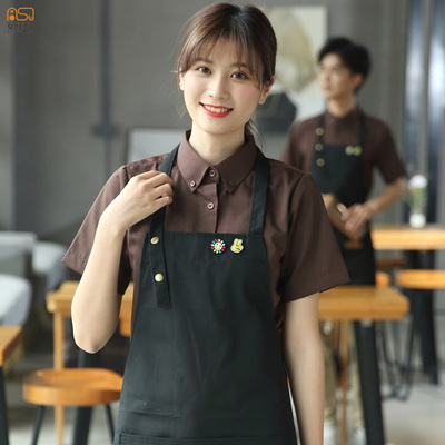 夏季工作服短袖衬衫女咖啡