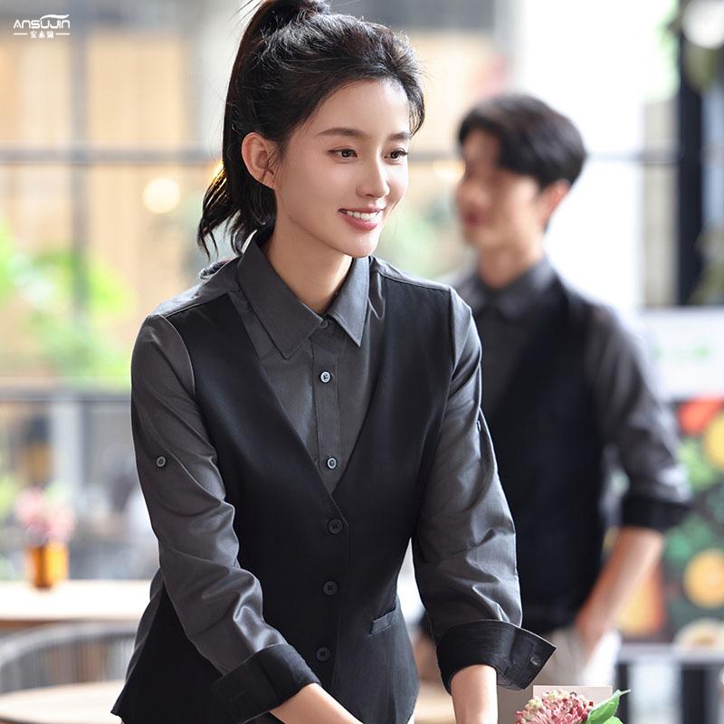 秋冬装高档蛋糕店咖啡奶茶工作服