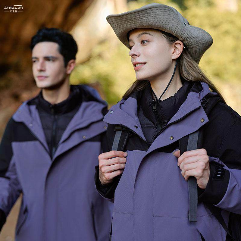 户外冲锋衣女可拆卸摇粒绒内胆