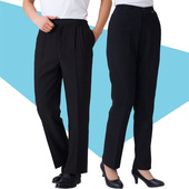 女裤 子女大码 宾馆保洁员工作制服长裤 松紧直筒裤 工作裤 黑色保洁裤