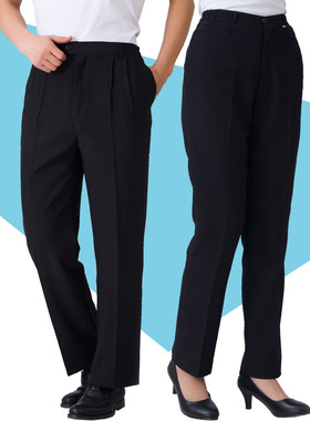 黑色保洁裤女裤宾馆保洁员工作制服长裤工作裤松紧直筒裤子女大码