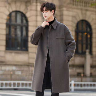澳毛高端双面绒大衣男士中长款韩版100%全羊毛呢子外套冬季风衣潮
