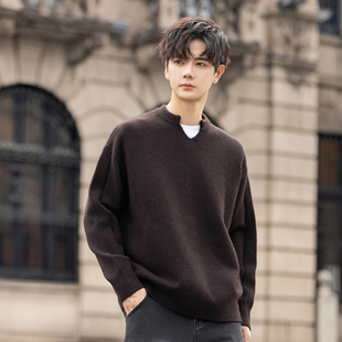 V领毛衣男士针织衫2026新款内搭高端外穿羊毛低领打底衫秋冬季厚