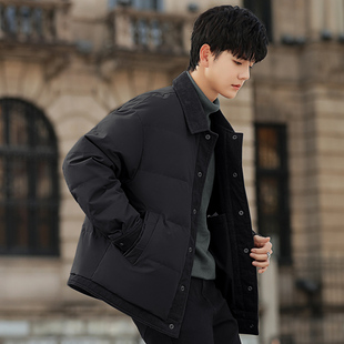 翻领羽绒服男士短款2025新款秋冬季休闲轻薄款夹克式外套男装潮流