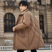 2025新款 秋冬季 加厚菱格外套90白鸭绒潮 轻薄羽绒服中长款 高端男士