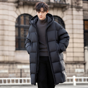 超厚抗寒男士羽绒服高充绒量2025新款冬季中长款连帽面包保暖外套