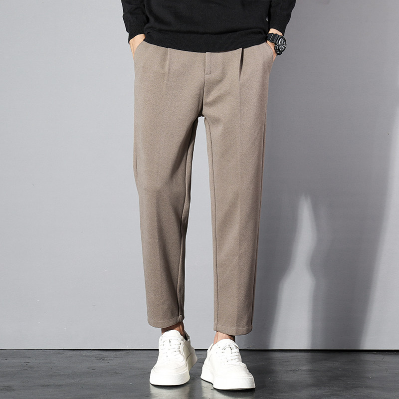 秋冬季毛呢小西裤男士坠感宽松休闲裤子加绒加厚保暖仿羊毛直筒男,男装,休闲裤,淘宝优惠券,粉丝福利购,淘宝优惠卷