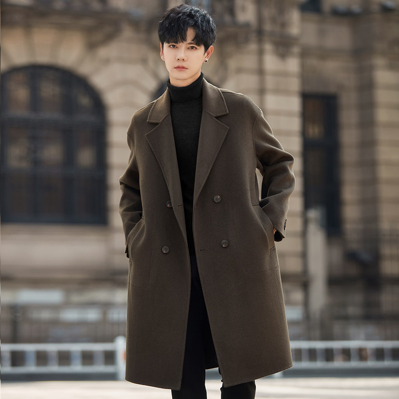 男士羊毛呢子大衣中长款2025新款冬季加厚高级感双面绒风衣外套潮,男装,毛呢大衣,淘宝优惠券,粉丝福利购,淘宝优惠卷