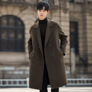 男士羊毛呢子大衣中长款2025新款冬季加厚高级感双面绒风衣外套潮