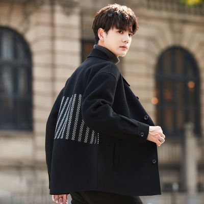 休闲羊毛呢子外套男士双面绒大衣短款秋冬季2025新款翻领夹克男装