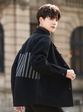 双面绒外套男士羊毛呢子大衣短款秋冬季2025新款翻领夹克高端加厚