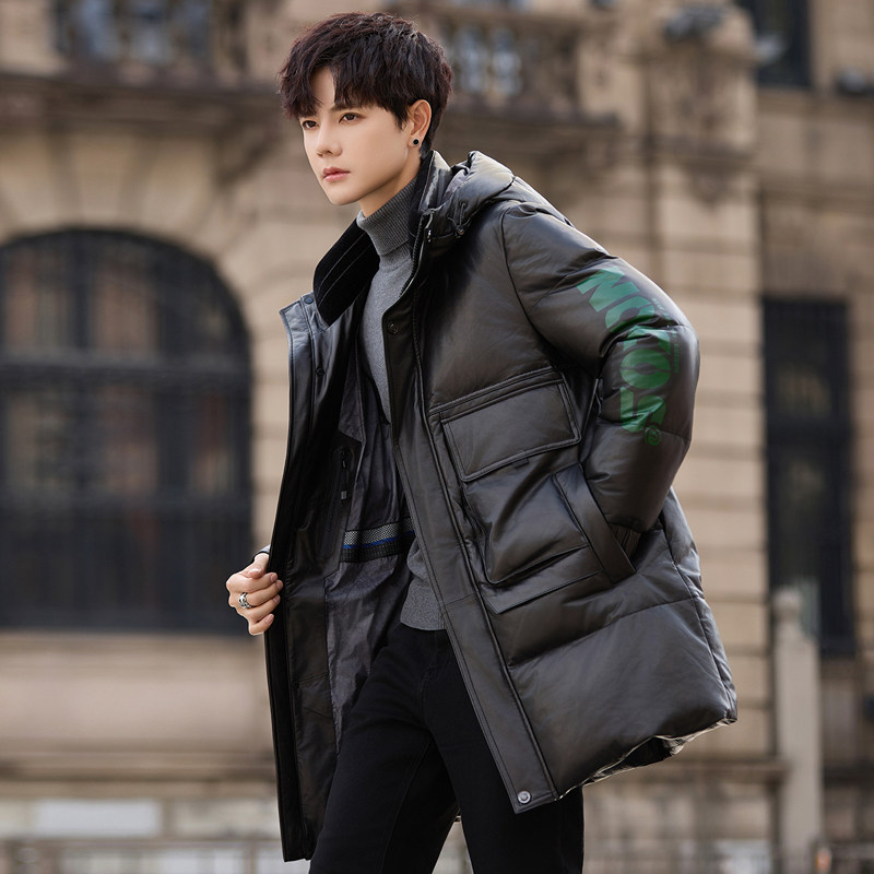 高端海宁真皮羽绒服中长款冬季男士绵羊皮衣外套加厚冬季2024新款