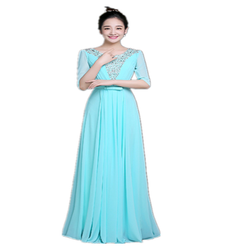 魯克熊新款合唱團(tuán)大合唱演出服女長裙成人表演服裝主持人禮服顯瘦