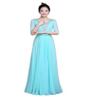 鲁克熊新款合唱团大合唱演出服女长裙成人表演服装主持人礼服显瘦