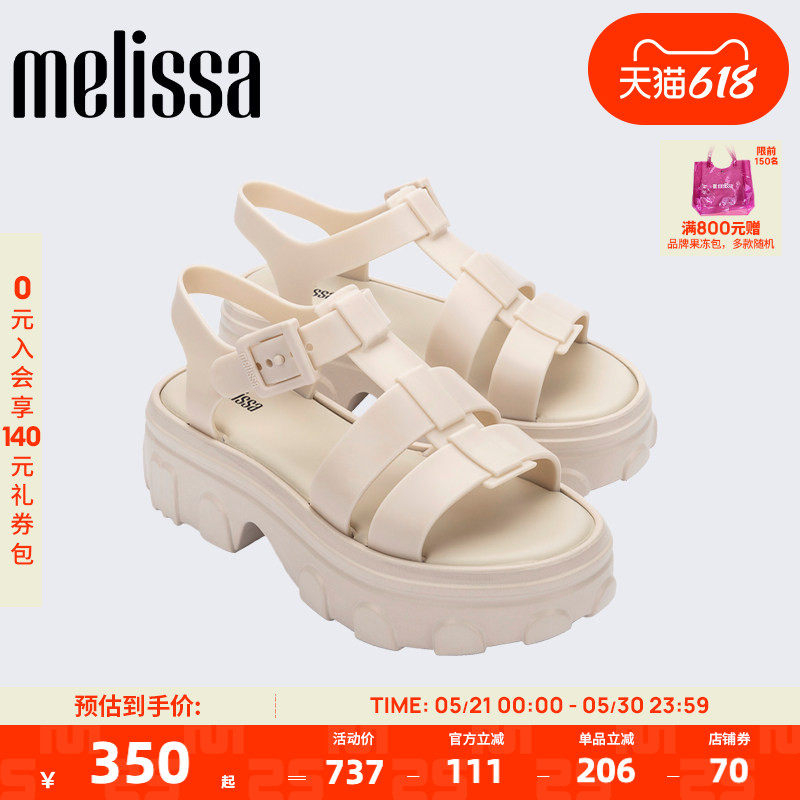 Melissa梅丽莎25款Ella厚底露趾齿轮果冻罗马猪笼凉鞋女35791