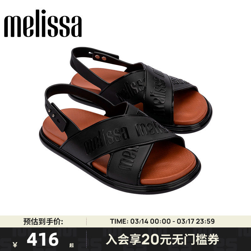 MelissaMELISSA/梅丽莎女时尚露趾果冻配色休闲外穿平底凉鞋35812