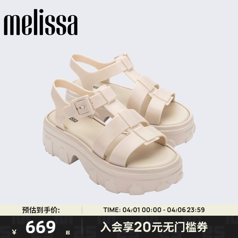Melissa梅丽莎25款Ella厚底露趾齿轮果冻罗马猪笼凉鞋女35791