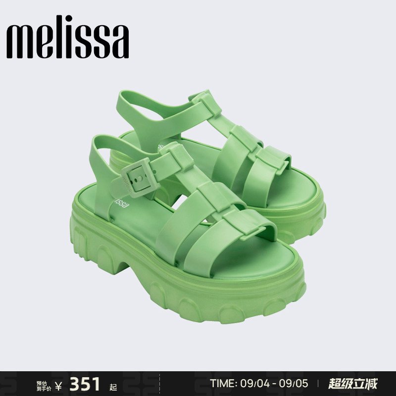 Melissa梅丽莎26秋季款Ella厚底露趾齿轮果冻罗马猪笼凉鞋女35791