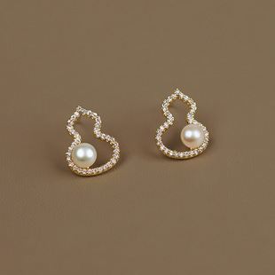 葫芦天然真珍珠蚊香盘硅胶耳夹简约气质无耳洞高级感耳钉饰女 经典