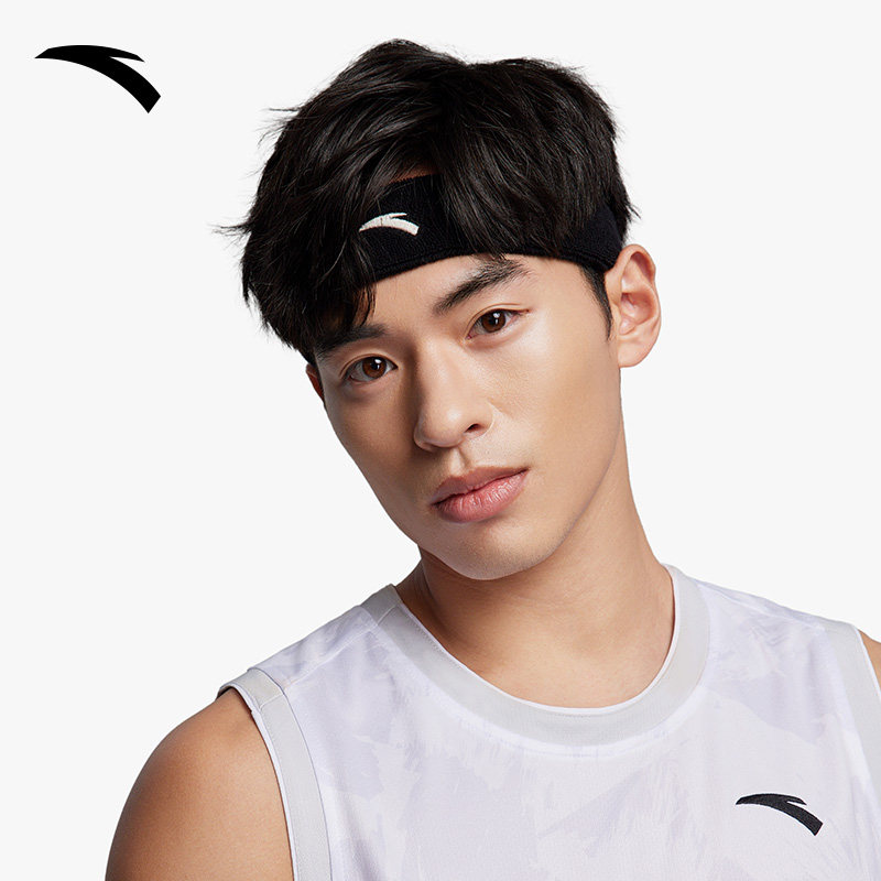 安踏运动头带男女同款吸汗速干黑色新款百搭发带正品18261725