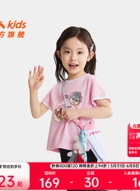 小鹿斑比IP安踏儿童女小童短袖衫2026年夏季新款女孩宝宝短袖T